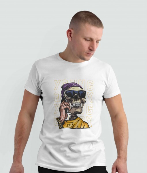 Мъжка тениска с щампа Готика Young and cool skull - TShirtArtShop.com